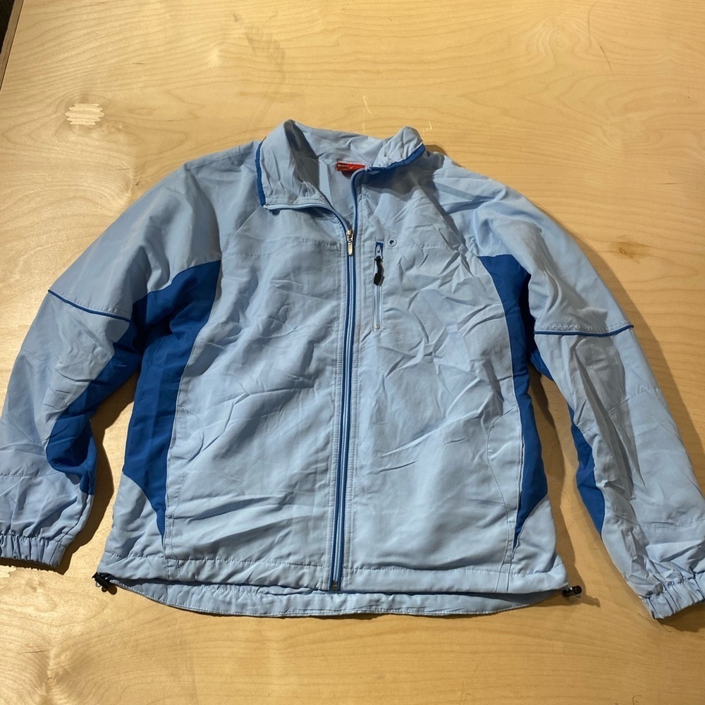East West Light Blue and Dark Blue Zip-Up Jacket Size Medium (LP)